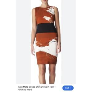 MaxMara Dress  40 US SZ 6 Red Bosco Colorblock Shift Sleeveless Knee Length
